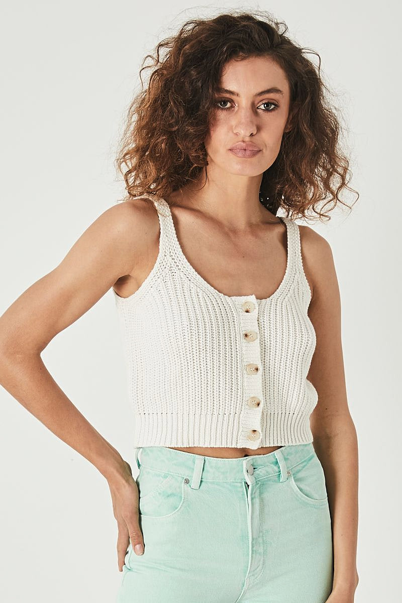Rollas WOMENS SAILOR KNIT TANK - VINTAGE WHITE, WOMENS TOPS & SHIRTS, ROLLAS, Elwood 101