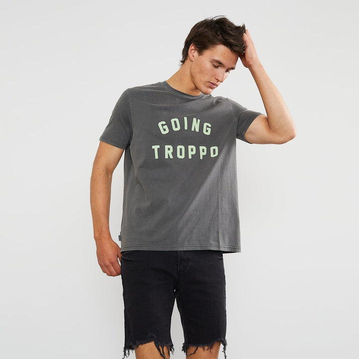Skwosh Club MENS GOING TROPPO TEE - CHARCOAL, MENS TEE SHIRTS, SKWOSH CLUB, Elwood 101