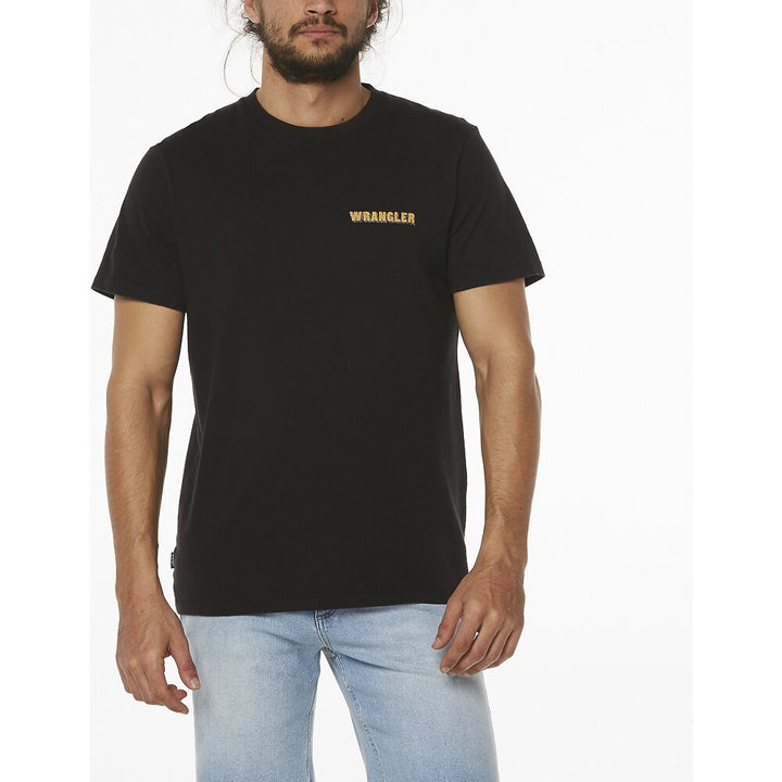 Wrangler Mens Desert King Tee Worn Black, MENS TEE SHIRTS, WRANGLER, Elwood 101