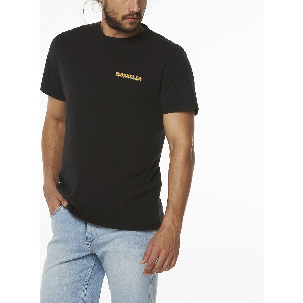 Wrangler Mens Desert King Tee Worn Black, MENS TEE SHIRTS, WRANGLER, Elwood 101
