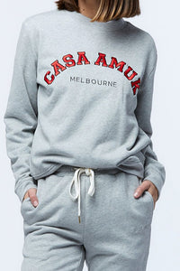 Casa Amuk WOMENS VARSITY SWEAT - GREY MARLE, WOMENS KNITS & SWEATERS, CASA AMUK, Elwood 101