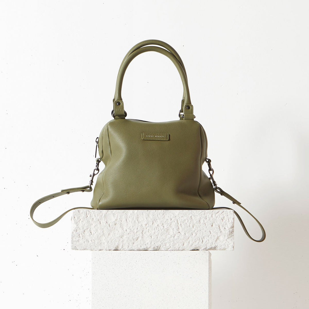 Status Anxiety WOMENS LAST MOUNTAINS LEATHER BAG - KHAKI, WOMENS BAGS & CLUTCHES, STATUS ANXIETY, Elwood 101