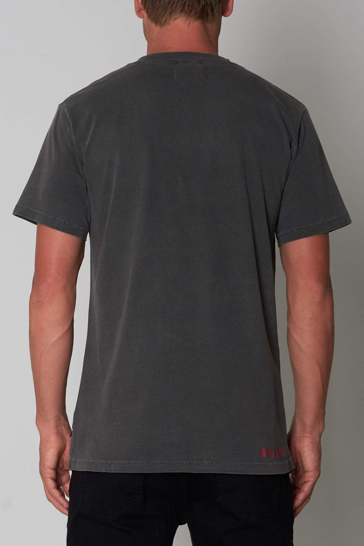 Rollas MENS BUD EAGLE HEAD TEE - WASHED BLACK, MENS TEE SHIRTS, ROLLAS, Elwood 101
