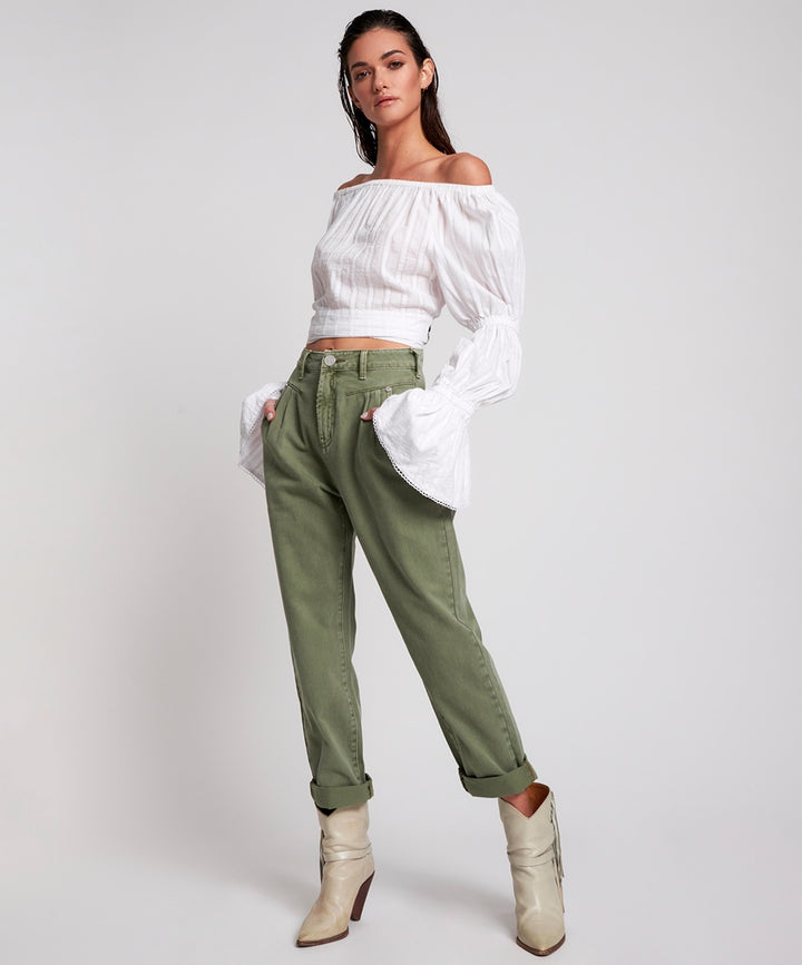 OneTeaspoon WOMENS SUMMER NIGHTS  LONG SLEEVE CROP TOP - WHITE, WOMENS TOPS & SHIRTS, OneTeaspoon, Elwood 101