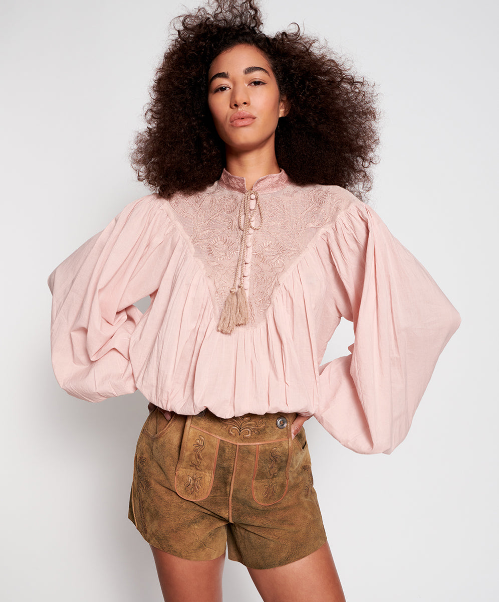 OneTeaspoon WOMENS VINTAGE PINK EMBROIDERED GYPSY TOP - VINTAGE PINK, WOMENS TOPS & SHIRTS, OneTeaspoon, Elwood 101