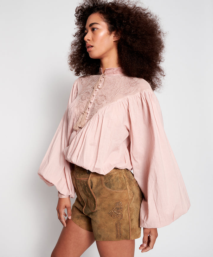OneTeaspoon WOMENS VINTAGE PINK EMBROIDERED GYPSY TOP - VINTAGE PINK, WOMENS TOPS & SHIRTS, OneTeaspoon, Elwood 101