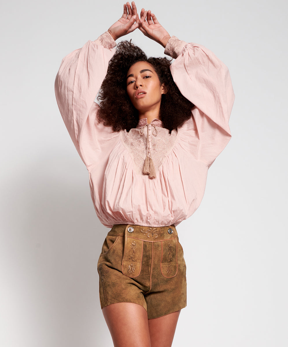 OneTeaspoon WOMENS VINTAGE PINK EMBROIDERED GYPSY TOP - VINTAGE PINK, WOMENS TOPS & SHIRTS, OneTeaspoon, Elwood 101