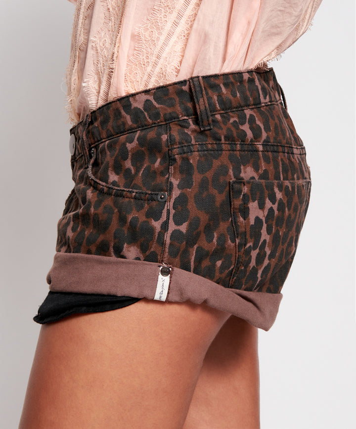 OneTeaspoon WOMENS BRONZE LEOPARD BANDITS DENIM SHORTS, WOMENS SHORTS, OneTeaspoon, Elwood 101