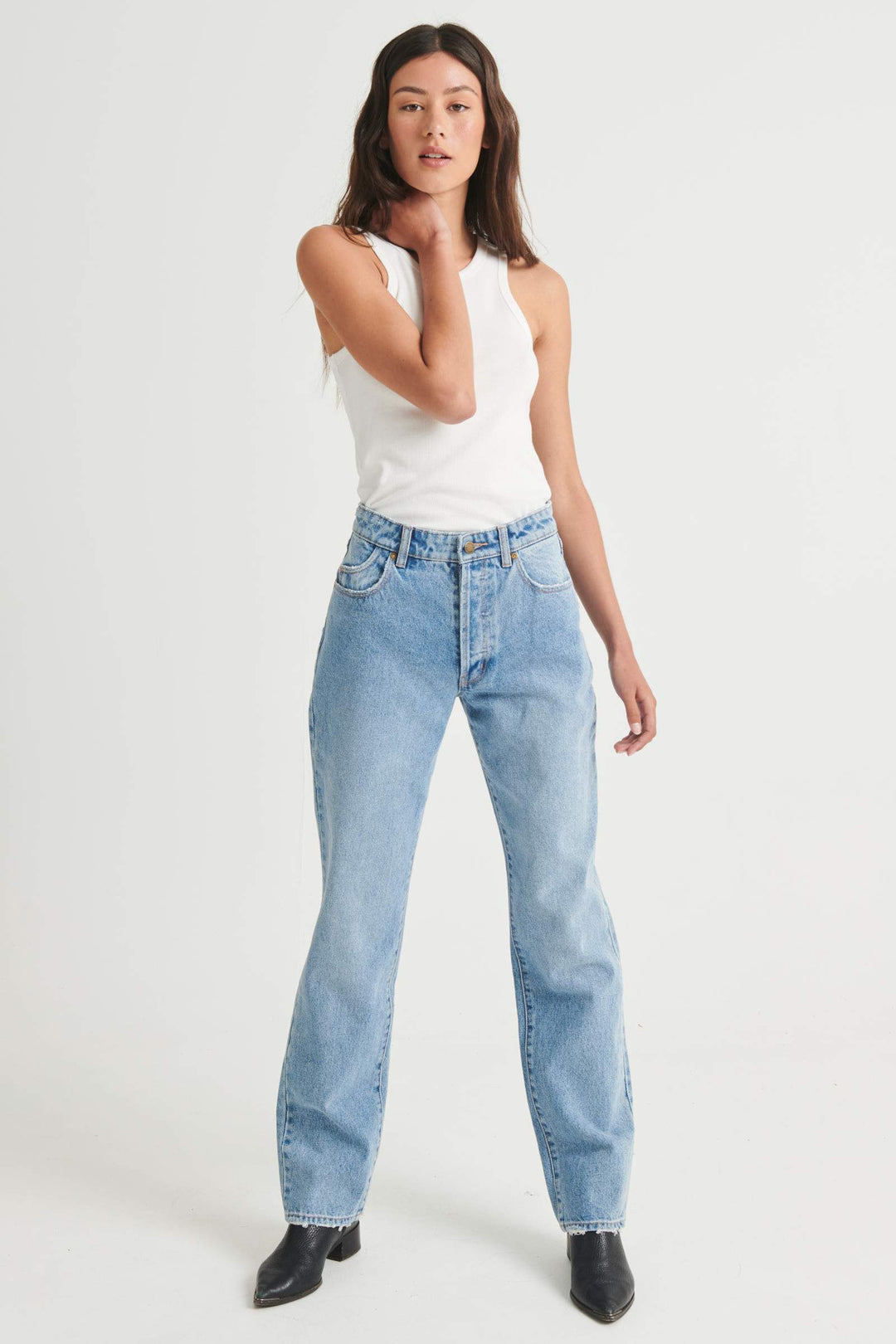 ROLLAS  Womens Classic Straight Jeans 90's Blue, WOMENS DENIM, ROLLAS, Elwood 101