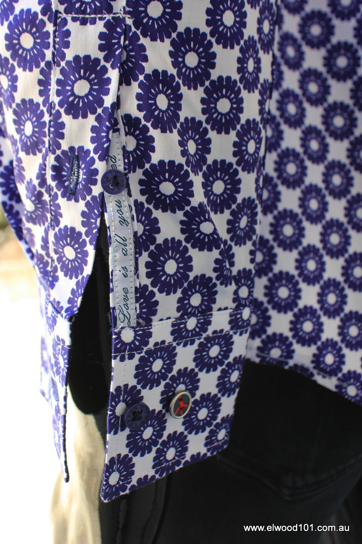 John Lennon Mens Croydon Shirt - White & Navy Print, MENS SHIRTS, JOHN LENNON, Elwood 101