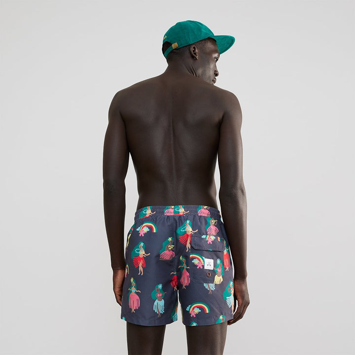 Skwosh Club MENS HULA GIRL HOO HAA SWIM SHORTS - GRAPHITE, MENS SHORTS, SKWOSH CLUB, Elwood 101