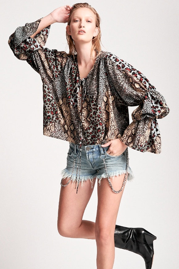 OneTeaspoon WOMENS PUNK PYTHON SOPHISTICATED SAVAGE TOP, WOMENS TOPS & SHIRTS, OneTeaspoon, Elwood 101