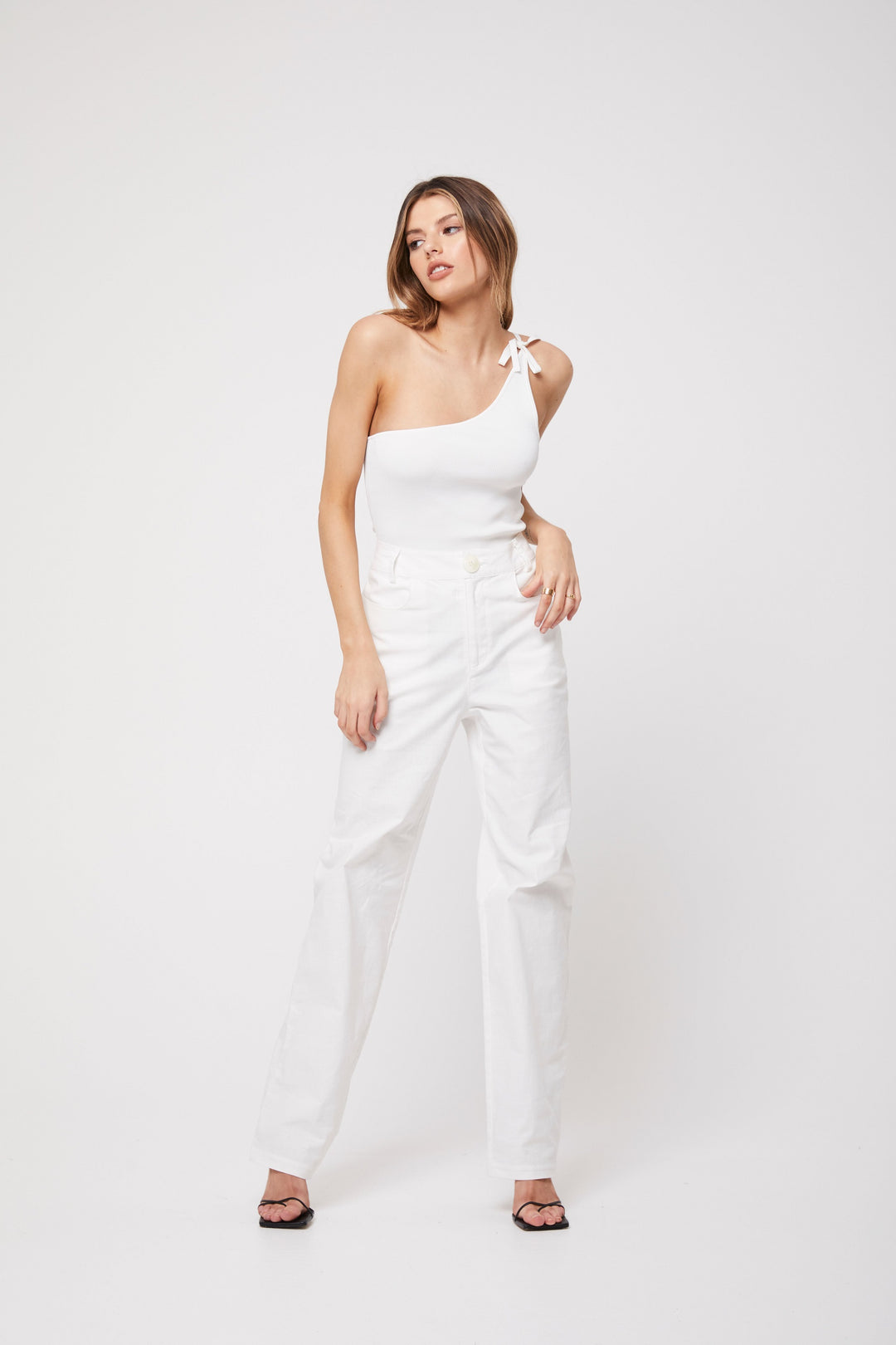 Rozalia Russian x Atoir WOMENS THE ONE SHOULDER TOP - WHITE, WOMENS TOPS & SHIRTS, APPAREL BY ROZALIA, Elwood 101