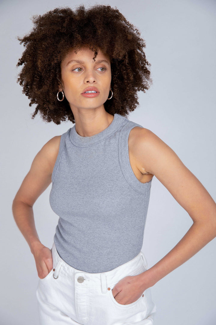 Neuw WOMENS JONESY SINGLET - GREY MARLE, WOMENS TEES & TANKS, NEUW, Elwood 101