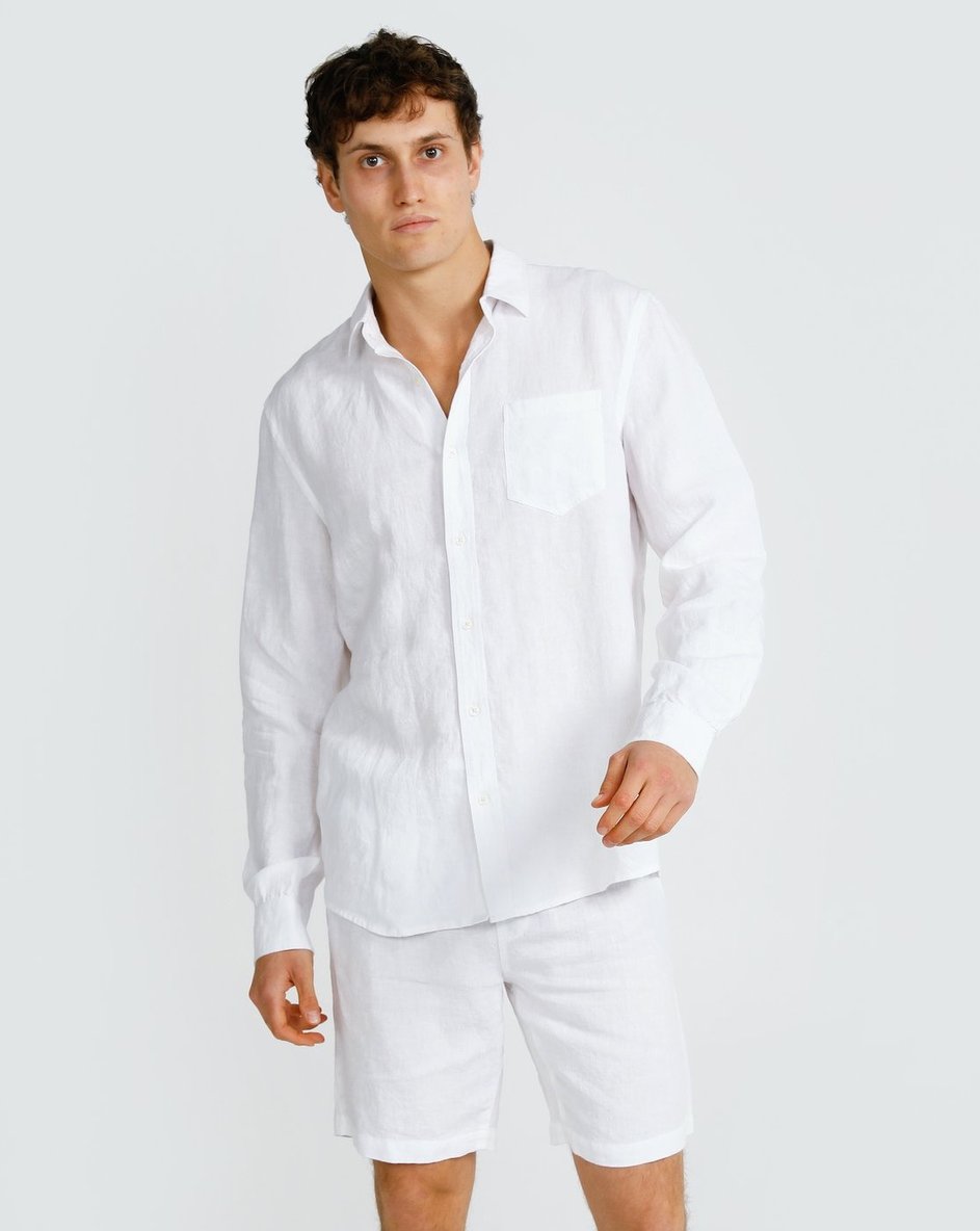 Ortc MENS LINEN SHIRT - WHITE, MENS SHIRTS, ORTC Clothing Co, Elwood 101