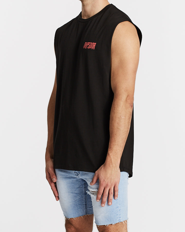 Nena Pasadena MENS MOVEMENT SCOOP BACK MUSCLE TEE - JET BLACK, MENS TEE SHIRTS, NENA PASADENA, Elwood 101