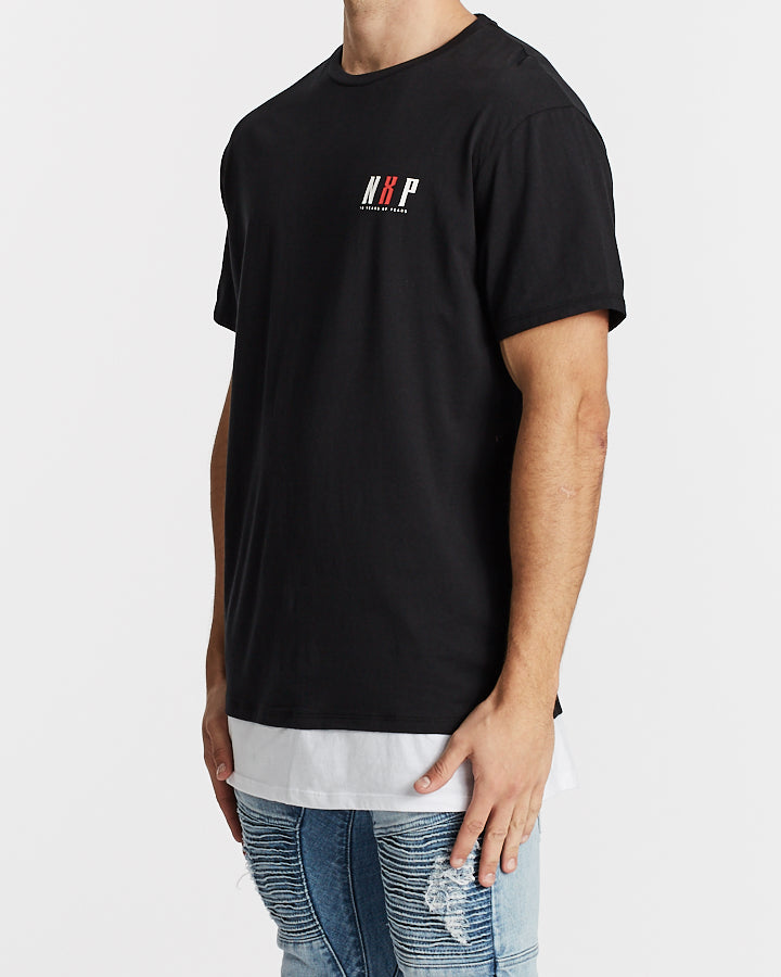 Nena Pasadena MENS HISTORY RELAXED LAYERED HEM TEE - GRAPHITE, MENS TEE SHIRTS, NENA PASADENA, Elwood 101
