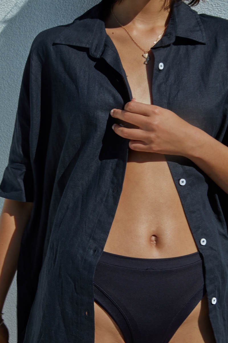 Sundays The Label WOMENS BELLA LINEN SHIRT - BLACK, WOMENS TOPS & SHIRTS, SNDYS, Elwood 101