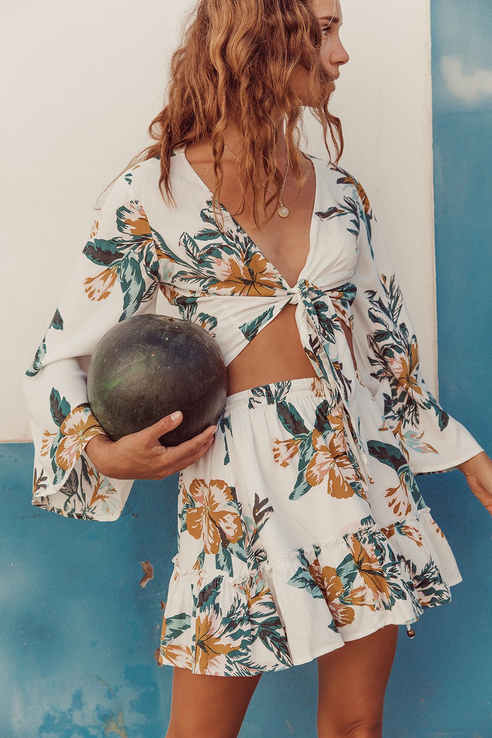 Le Salty WOMENS EDEN  TIE BLOUSE - PAPAYA, WOMENS TOPS & SHIRTS, LE SALTY, Elwood 101