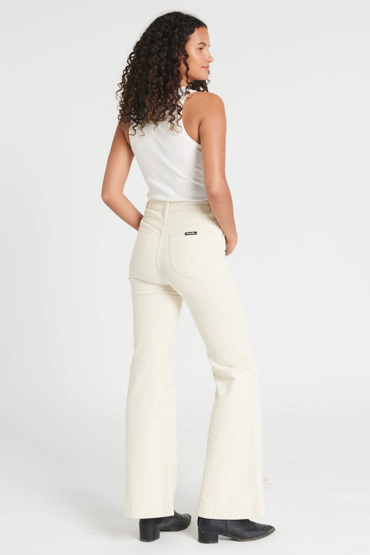 Rollas WOMENS EASTCOAST FLARES - VANILLA CORD, WOMENS DENIM, ROLLAS, Elwood 101