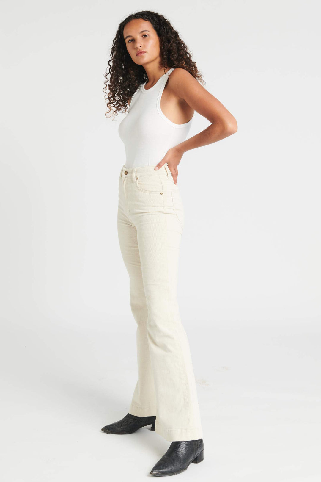 Rollas WOMENS EASTCOAST FLARES - VANILLA CORD, WOMENS DENIM, ROLLAS, Elwood 101