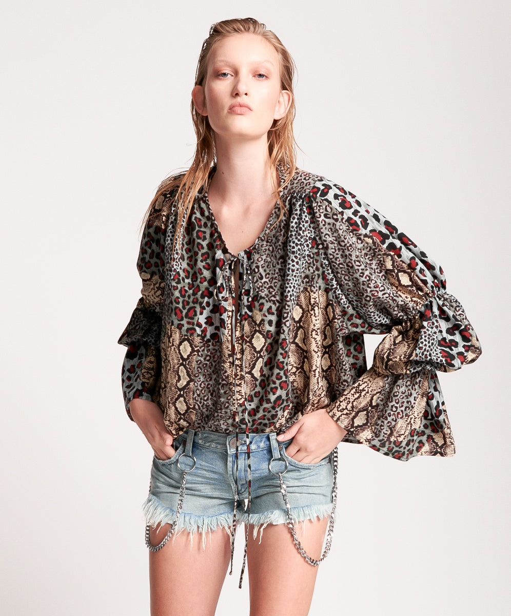 OneTeaspoon WOMENS PUNK PYTHON SOPHISTICATED SAVAGE TOP, WOMENS TOPS & SHIRTS, OneTeaspoon, Elwood 101
