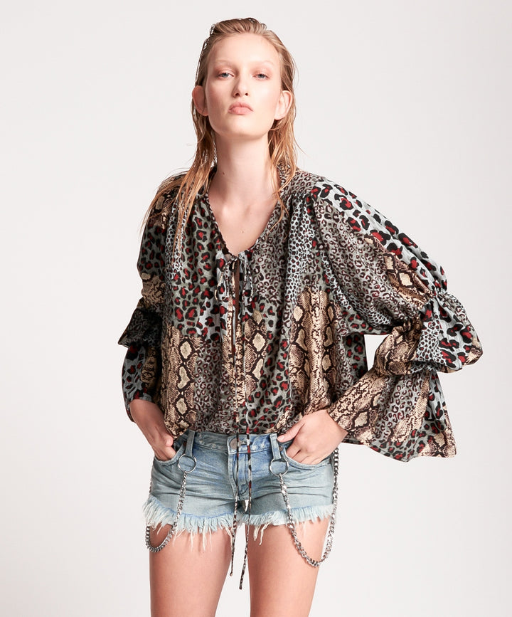 OneTeaspoon WOMENS PUNK PYTHON SOPHISTICATED SAVAGE TOP, WOMENS TOPS & SHIRTS, OneTeaspoon, Elwood 101