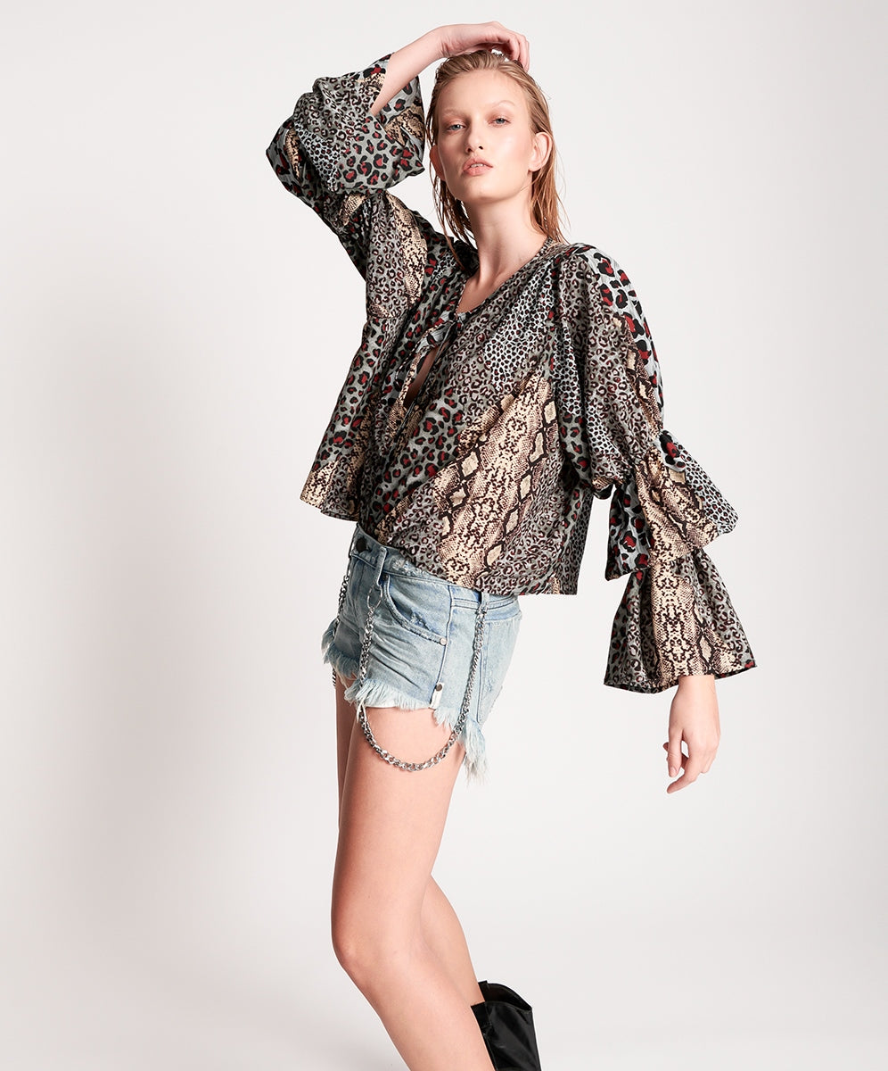 OneTeaspoon WOMENS PUNK PYTHON SOPHISTICATED SAVAGE TOP, WOMENS TOPS & SHIRTS, OneTeaspoon, Elwood 101