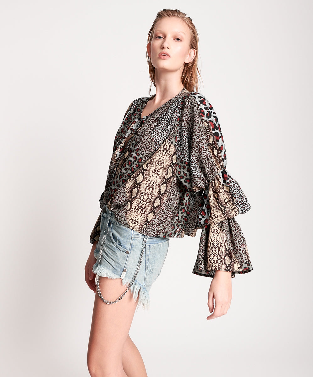 OneTeaspoon WOMENS PUNK PYTHON SOPHISTICATED SAVAGE TOP, WOMENS TOPS & SHIRTS, OneTeaspoon, Elwood 101