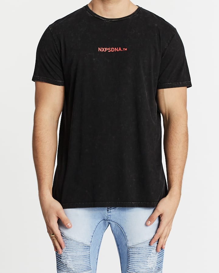 Nena Pasadena MENS ALL THE STARS SCOOP BACK TEE - ACID BLACK, MENS TEE SHIRTS, NENA PASADENA, Elwood 101