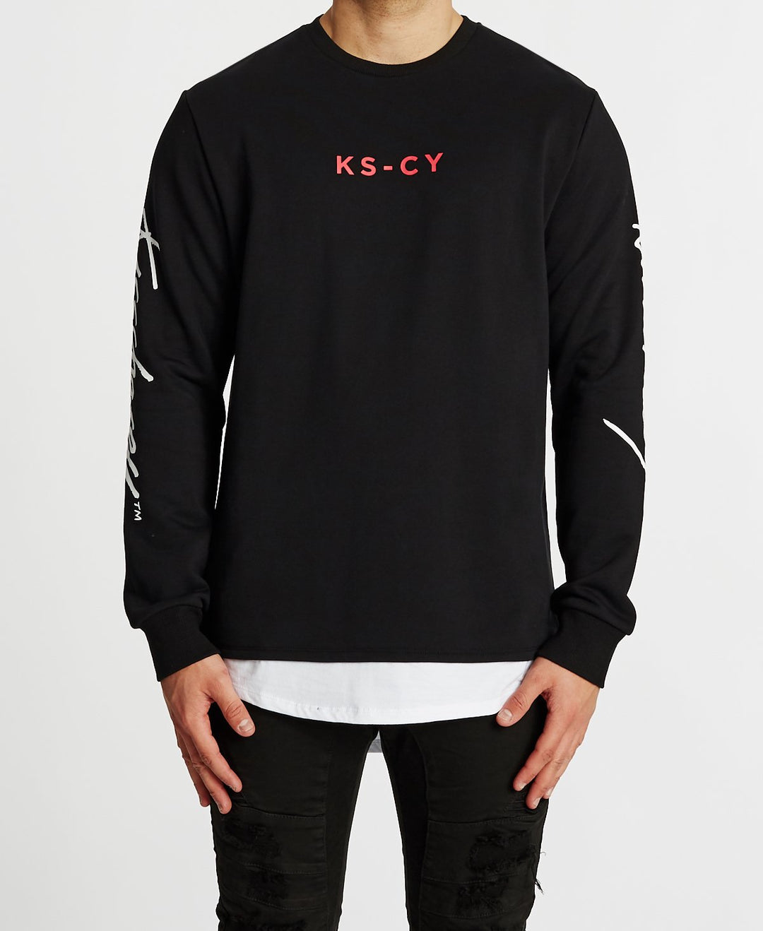 Kiss Chacey MENS FORTUNA LAYERED HEM SWEATER - JET BLACK, MENS KNITS & SWEATERS, KISS CHACEY, Elwood 101