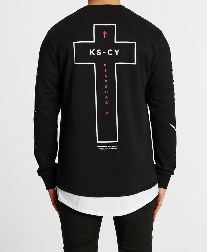 Kiss Chacey MENS FORTUNA LAYERED HEM SWEATER - JET BLACK, MENS KNITS & SWEATERS, KISS CHACEY, Elwood 101