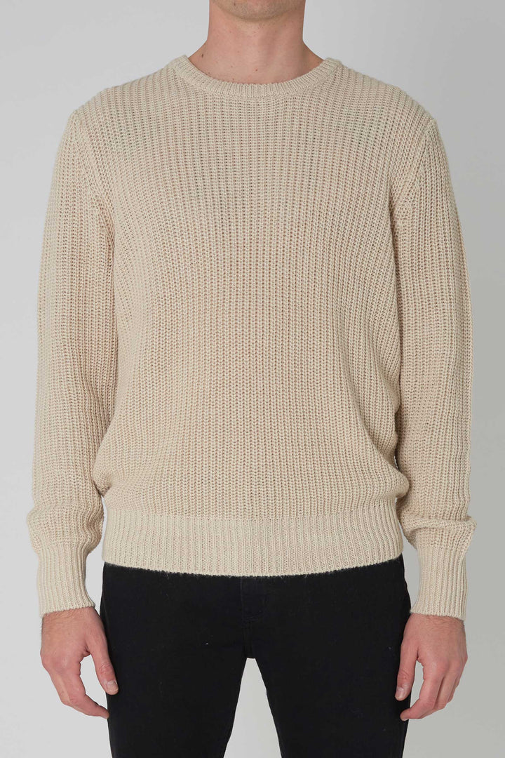 Rollas MENS HEMP BLEND CREW KNIT - NATURAL, MENS KNITS & SWEATERS, ROLLAS, Elwood 101