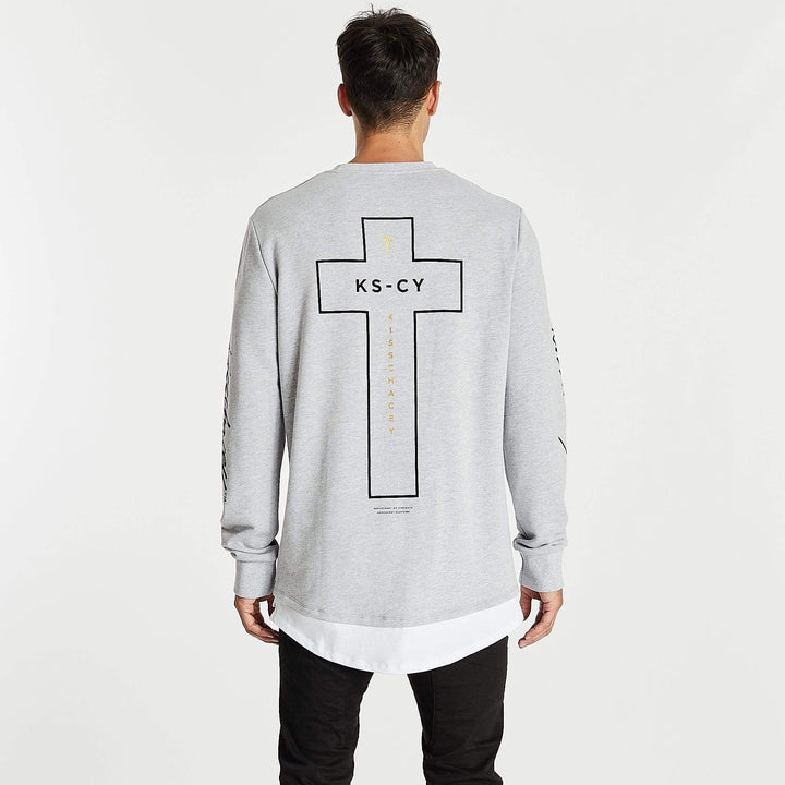 Kiss Chacey MENS ALL IN LAYERED HEM SWEATER - GREY MARLE, MENS KNITS & SWEATERS, KISS CHACEY, Elwood 101