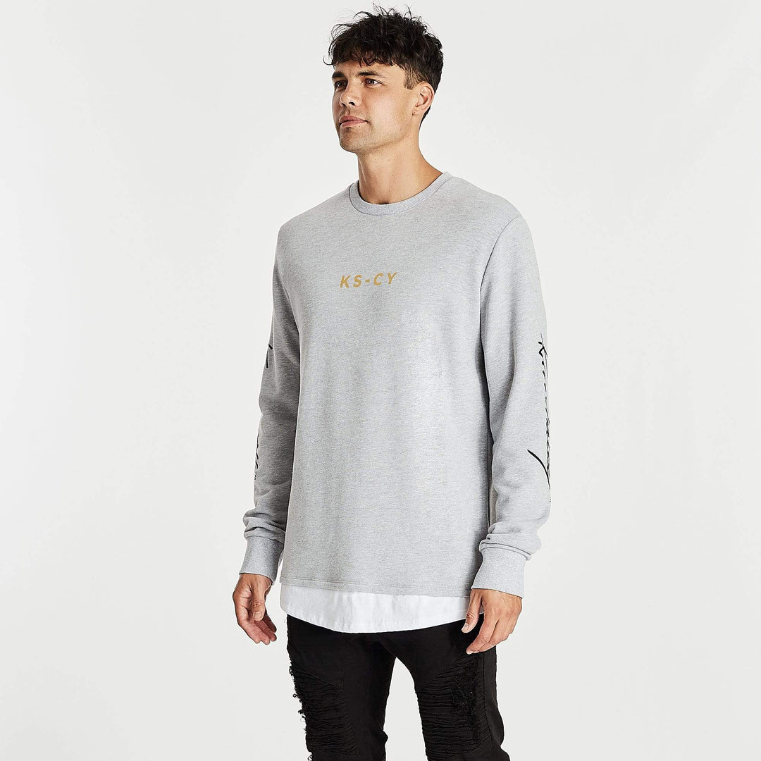 Kiss Chacey MENS ALL IN LAYERED HEM SWEATER - GREY MARLE, MENS KNITS & SWEATERS, KISS CHACEY, Elwood 101
