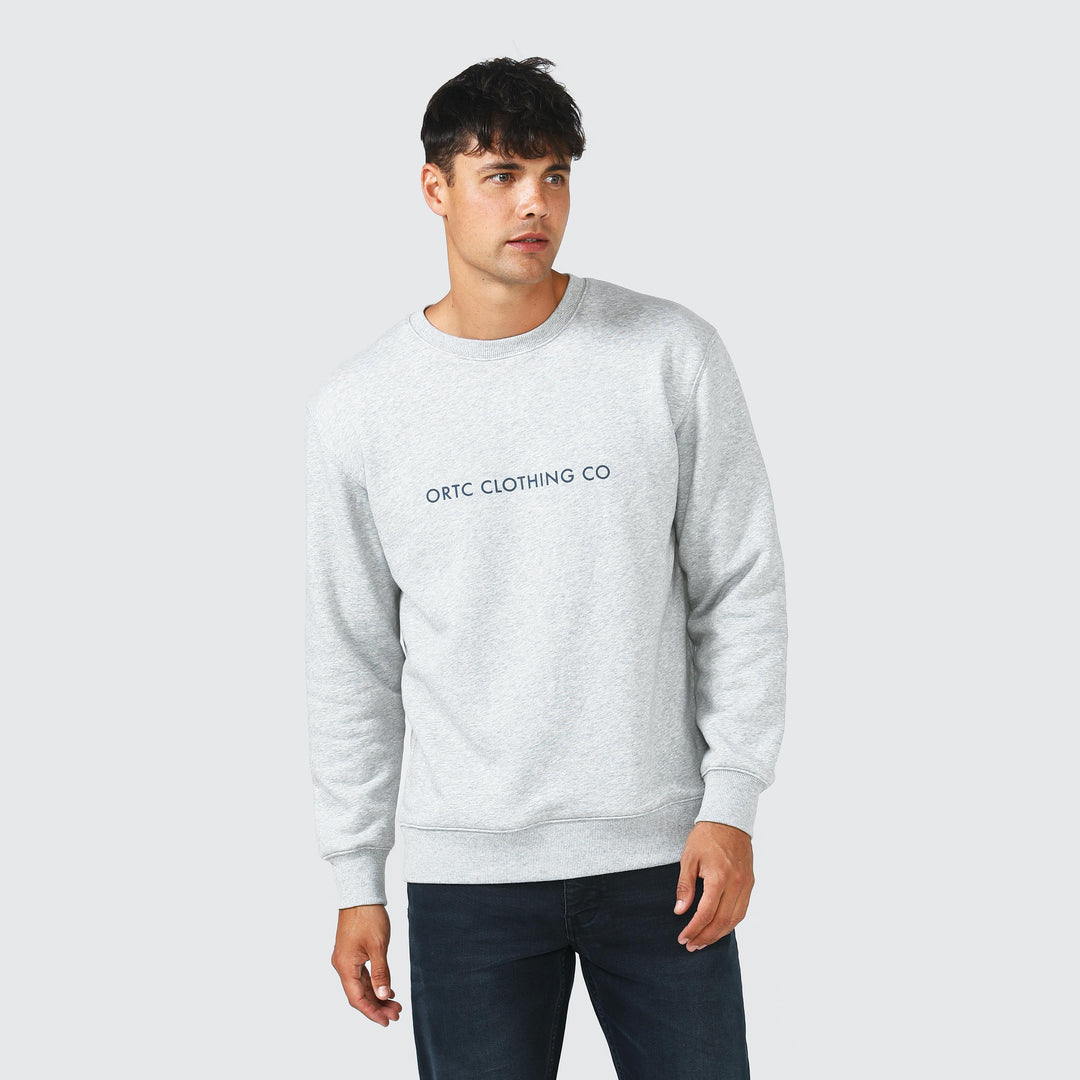 Ortc MENS FLEECE LOGO CREW - GREY MARLE, MENS KNITS & SWEATERS, ORTC Clothing Co, Elwood 101