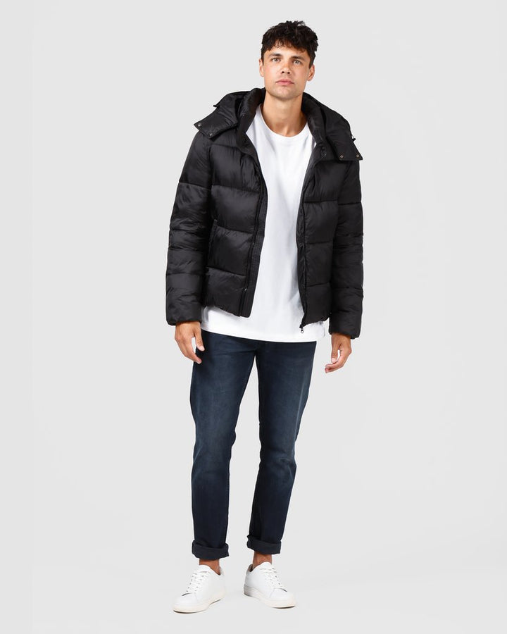 Ortc MENS PUFFER JACKET - BLACK, MENS JACKETS, ORTC Clothing Co, Elwood 101