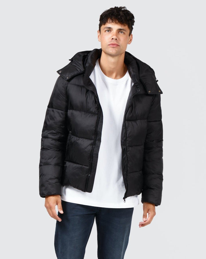 Ortc MENS PUFFER JACKET - BLACK, MENS JACKETS, ORTC Clothing Co, Elwood 101
