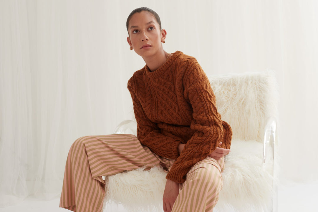 Blanca WOMENS VALENCE KNIT - BROWN, WOMENS KNITS & SWEATERS, BLANCA, Elwood 101