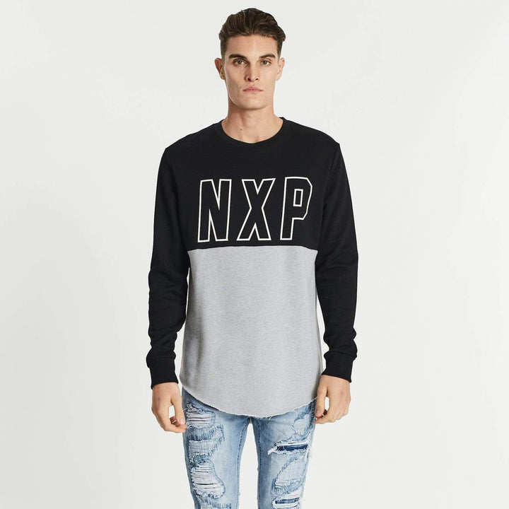 Nena & Pasadena MENS OUTNUMBERED DUAL CURVED HEM SWEATER - JET BLACK, MENS KNITS & SWEATERS, NENA PASADENA, Elwood 101