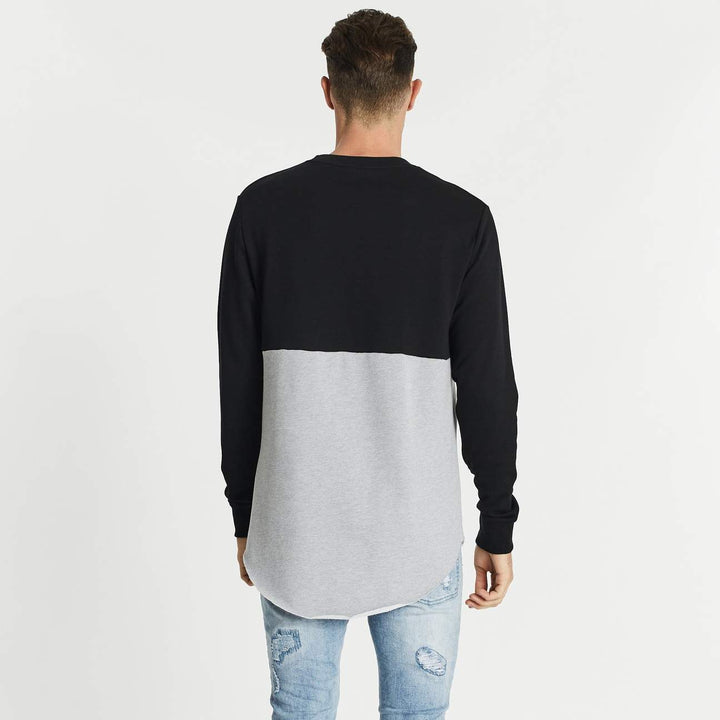 Nena & Pasadena MENS OUTNUMBERED DUAL CURVED HEM SWEATER - JET BLACK, MENS KNITS & SWEATERS, NENA PASADENA, Elwood 101