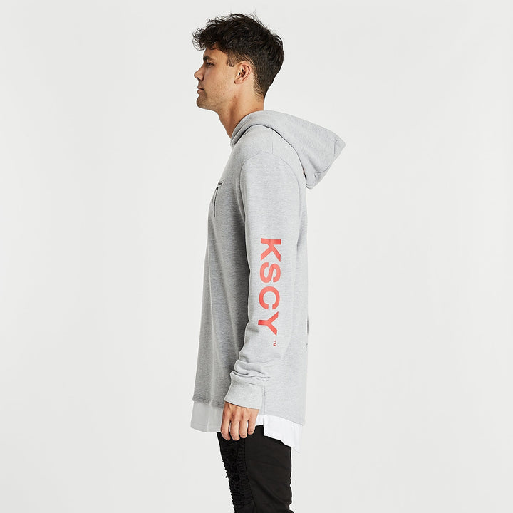 Kiss Chacey MENS SHADOWS LAYERED HEM HOODIE SWEATER - GREY MARLE, MENS HOODIES, KISS CHACEY, Elwood 101