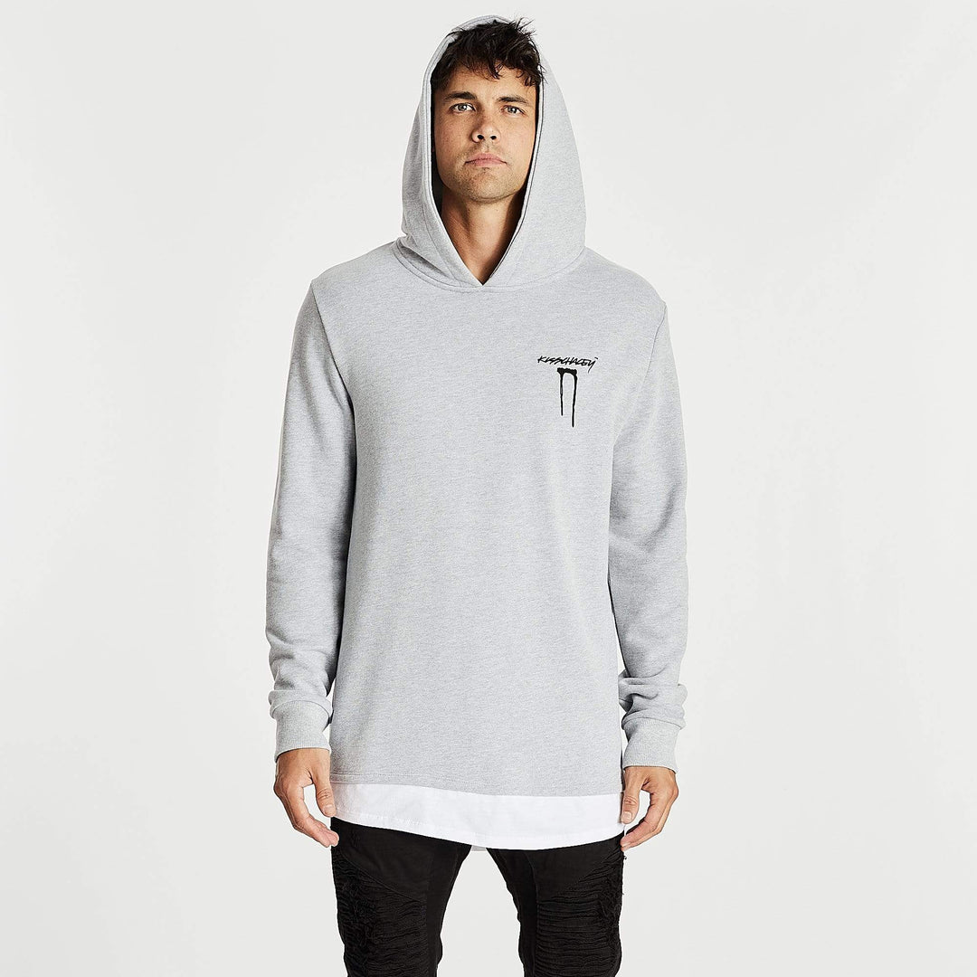 Kiss Chacey MENS SHADOWS LAYERED HEM HOODIE SWEATER - GREY MARLE, MENS HOODIES, KISS CHACEY, Elwood 101
