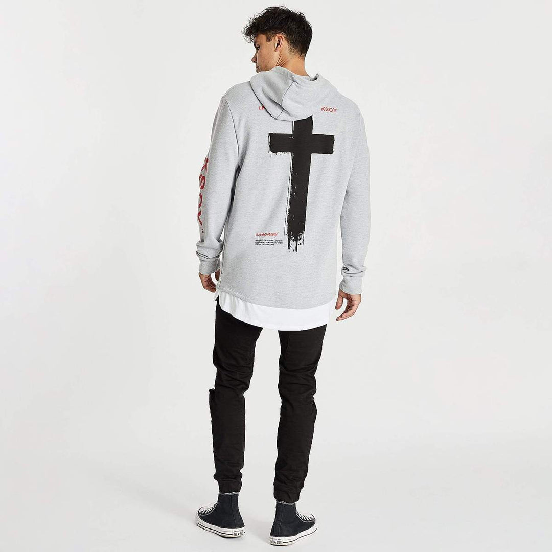Kiss Chacey MENS SHADOWS LAYERED HEM HOODIE SWEATER - GREY MARLE, MENS HOODIES, KISS CHACEY, Elwood 101