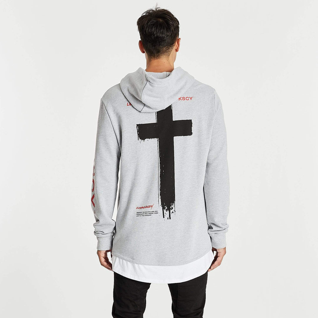 Kiss Chacey MENS SHADOWS LAYERED HEM HOODIE SWEATER - GREY MARLE, MENS HOODIES, KISS CHACEY, Elwood 101