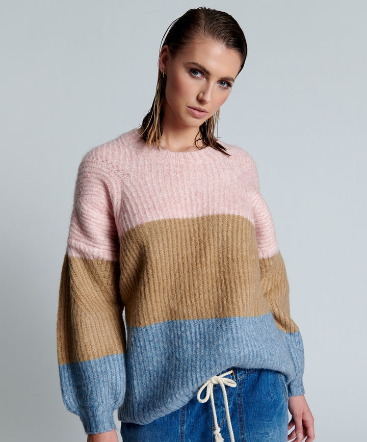 OneTeaspoon WOMENS GELATO STRIPE BUCKINGHAM SWEATER - GELATO STRIPE, WOMENS KNITS & SWEATERS, OneTeaspoon, Elwood 101