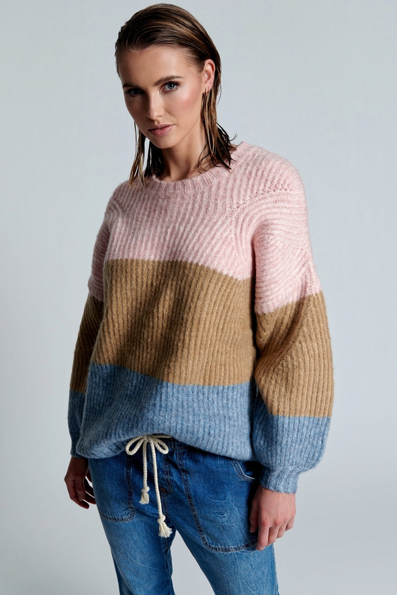 OneTeaspoon WOMENS GELATO STRIPE BUCKINGHAM SWEATER - GELATO STRIPE, WOMENS KNITS & SWEATERS, OneTeaspoon, Elwood 101