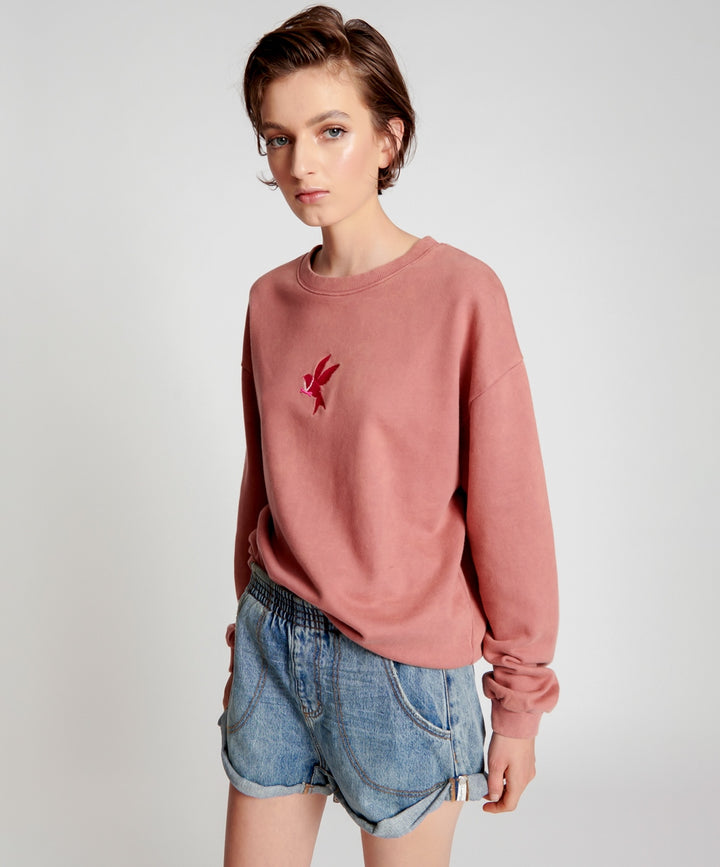 OneTeaspoon WOMENS BOWER BIRD LOGO SWEATER - WASHED PINK, WOMENS KNITS & SWEATERS, OneTeaspoon, Elwood 101