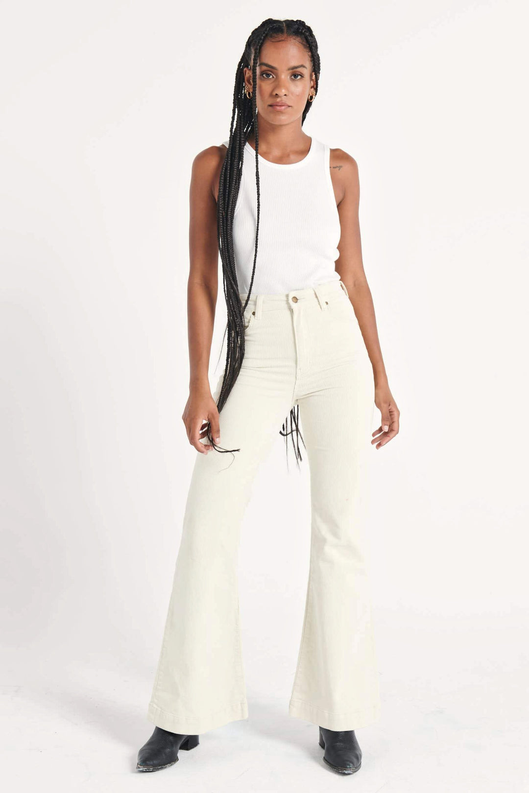 Rollas WOMENS EASTCOAST FLARES - VANILLA CORD, WOMENS DENIM, ROLLAS, Elwood 101