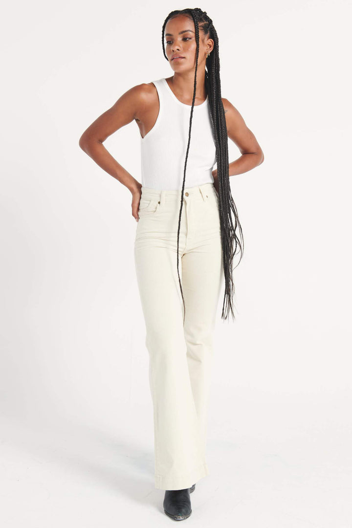 Rollas WOMENS EASTCOAST FLARES - VANILLA CORD, WOMENS DENIM, ROLLAS, Elwood 101
